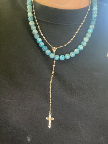Customer photo review of Blue Apatite Beaded Necklace