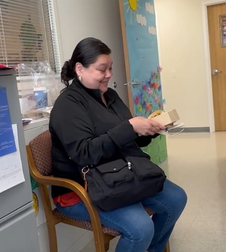 Customer photo review of Dolly® Personalized Crochet Doll with Photo Card