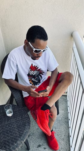 Customer photo review of Trappers - Red on White T-Shirt