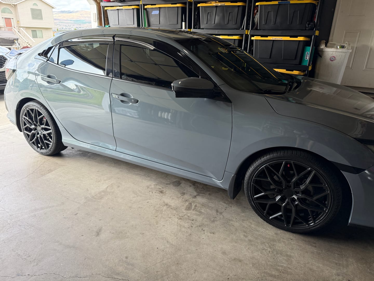 Customer photo review of 2016-21 Honda Civic Hatchback Tape-On Window Visors Wind Deflectors Rain Guards