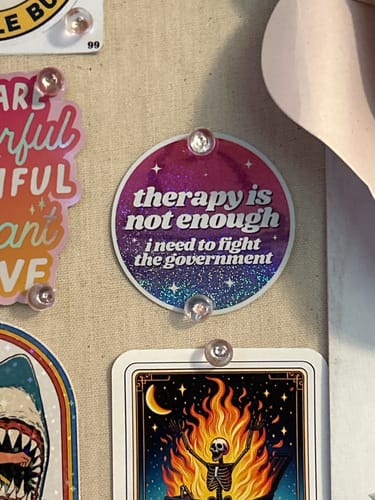 Customer photo review of Therapy Is Not Enough I Need To Fight The Government Sticker