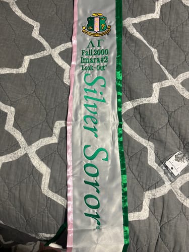 Customer photo review of Silver Soror Sash