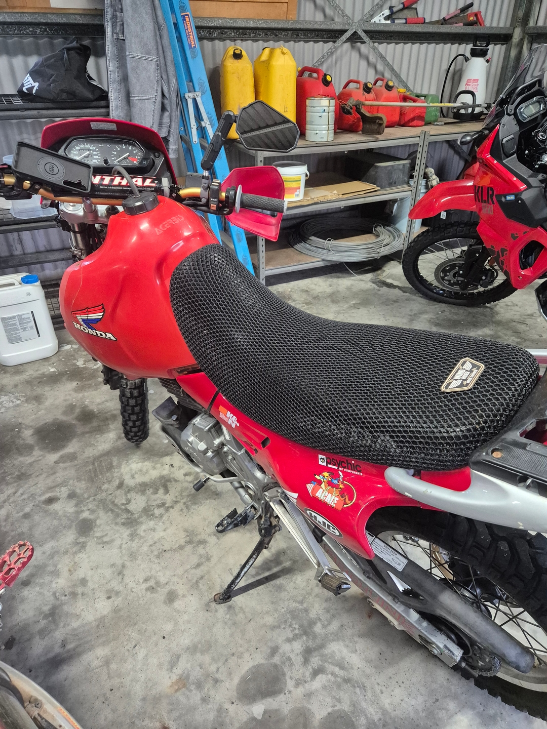 Wind Rider mesh seat cover on a Kawasaki KLR 650