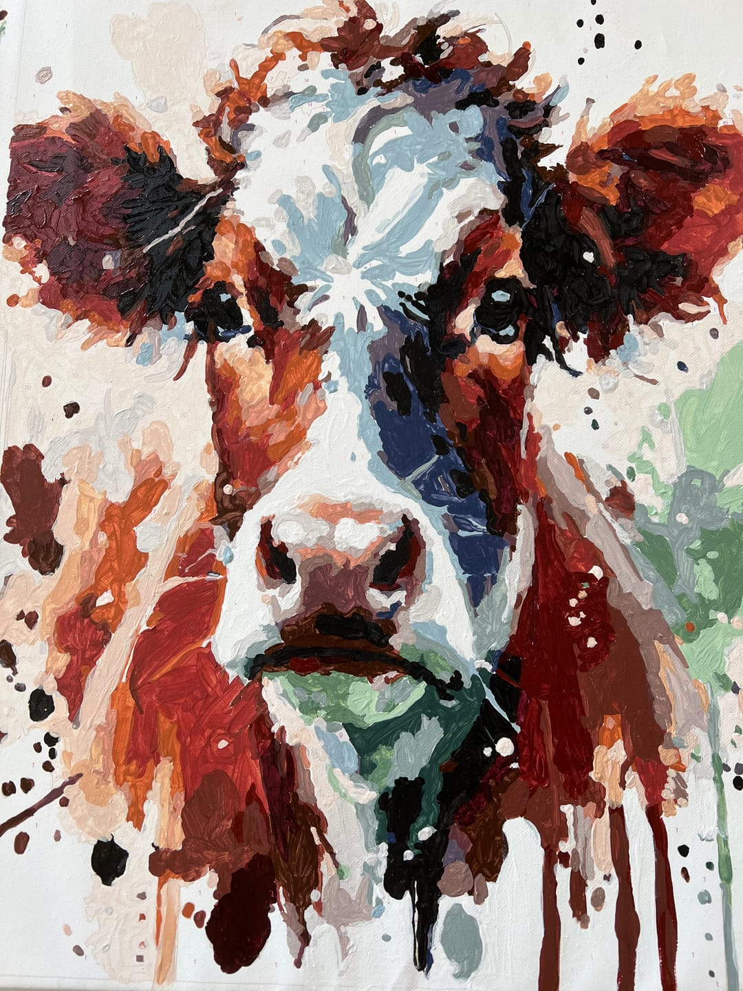 Customer photo review of Paint By Numbers - Portrait of a brown white cow