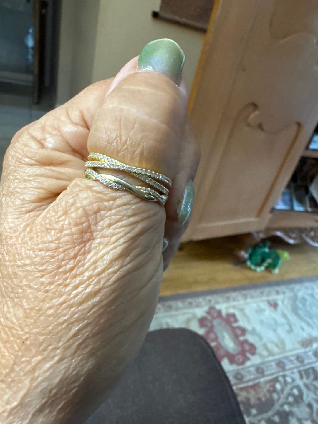 Customer photo review of Louily  X Criss Cross Wedding Band For Women In Sterling Silver