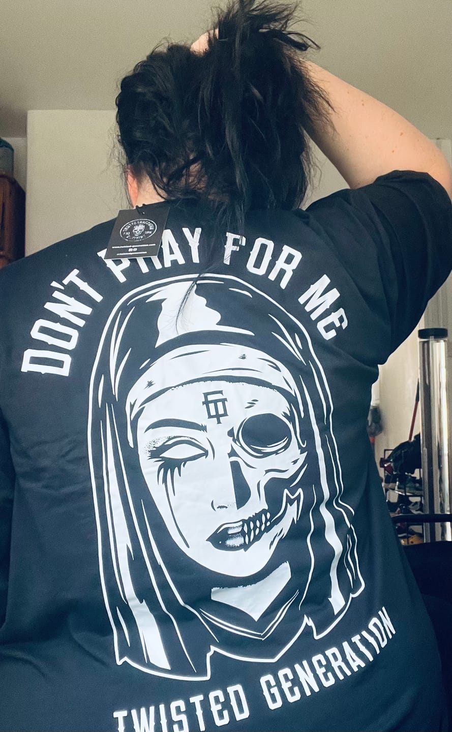 Customer photo review of Nun Oversized T-shirt - Don't Pray For Me