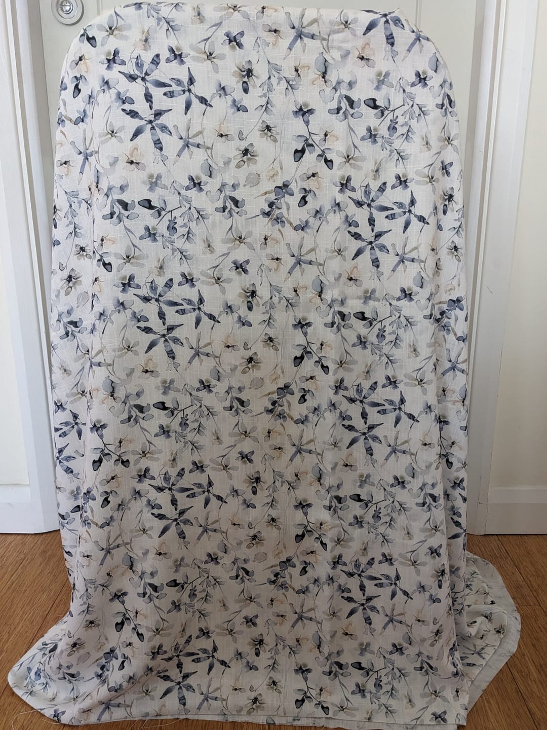 Customer photo review of Greyish Blue Blossom Linen Viscose Fabric