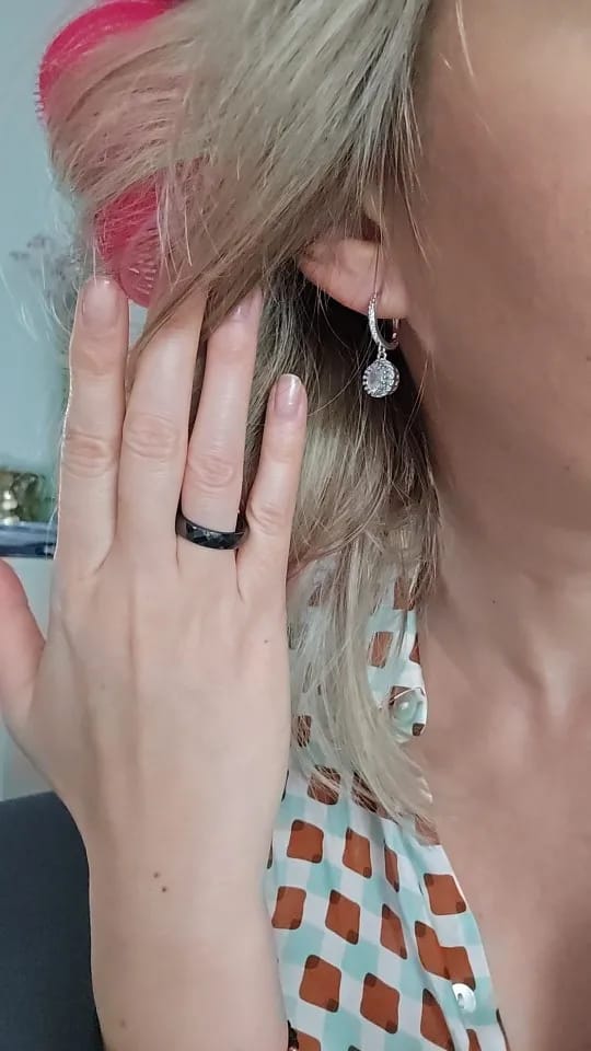 Customer photo review of Sophie Pavé Circle Earrings