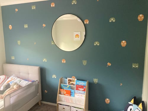 Customer photo review of Superhero Wall Decals (Pick Your Colours)