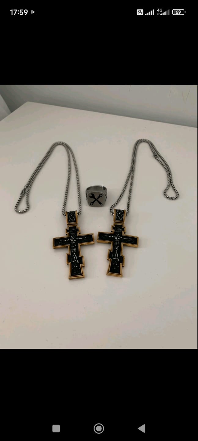 Customer photo review of DARK JESUS CROSS. - GOLD