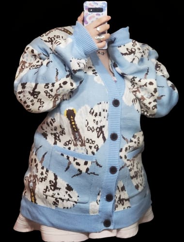 Customer photo review of Giant Leopard Moth Cardigan