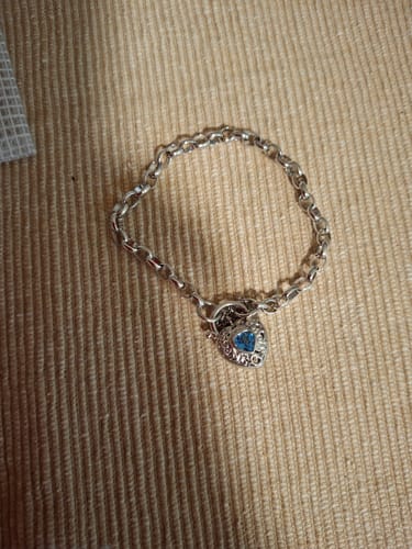 Customer photo review of Blue Topaz Filigree Heart Padlock Bracelet in Sterling Silver