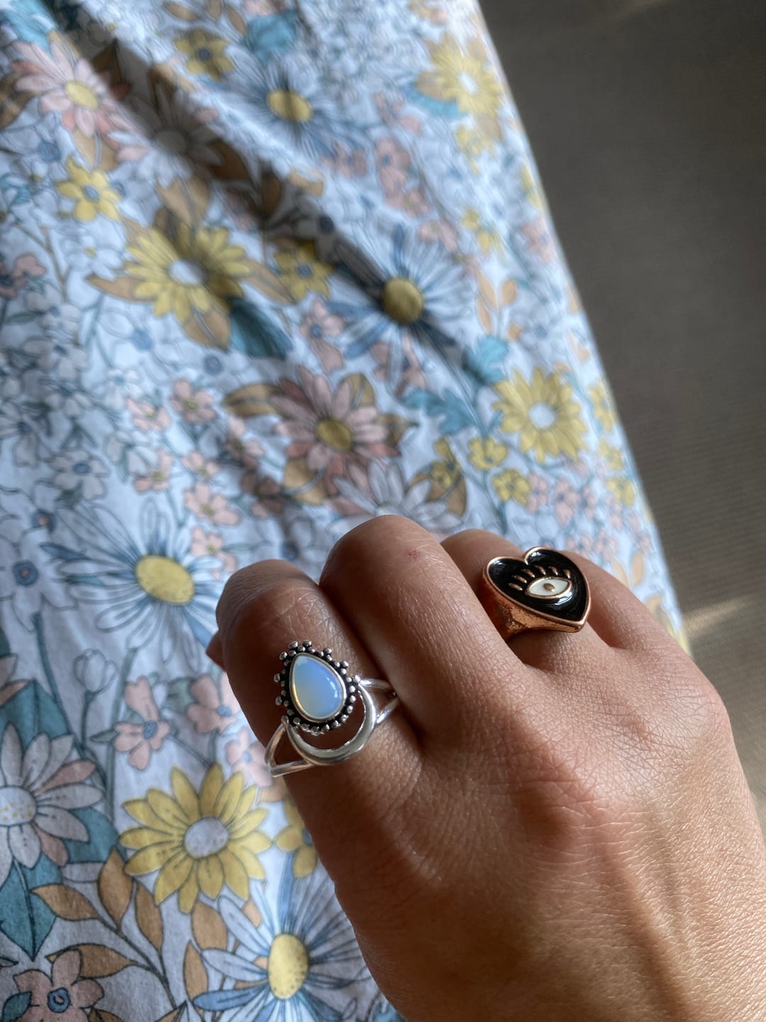 Customer photo review of The Crescent Moon Moonstone Ring