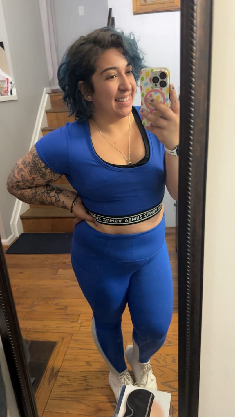 Customer photo review of Victory Scoop Neck Crop Top