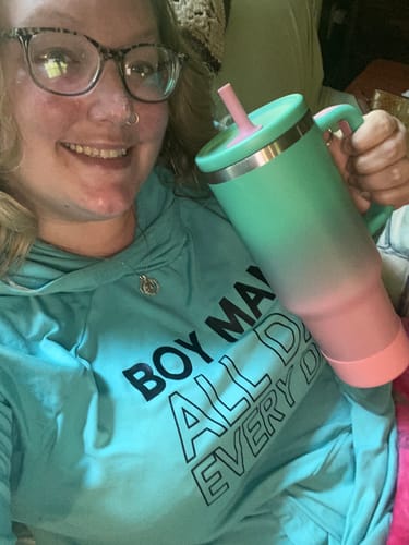 Customer photo review of Aqua Pink Spill Proof Adult CREWCUP 40oz