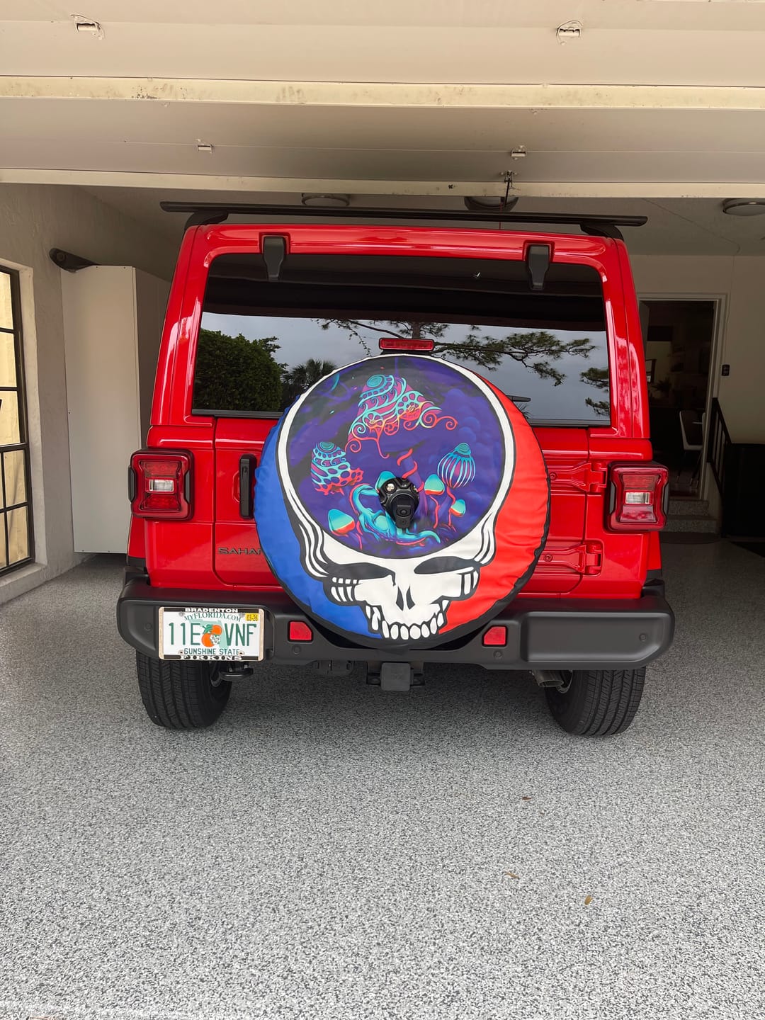 Customer photo review of Grateful Dead Bears Spare Tire Cover - Mushroom Light Neon LT13