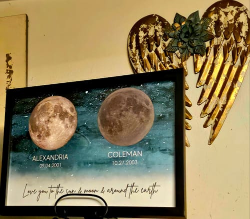 Customer photo review of Starry Night The Day You Became DAD Birth Moon Phase Personalized Poster, Heartfelt Father's Day Gift For Dad, Husband