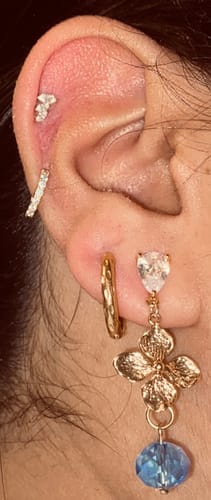 Customer photo review of Winged Crystal Flatback Stud Gold