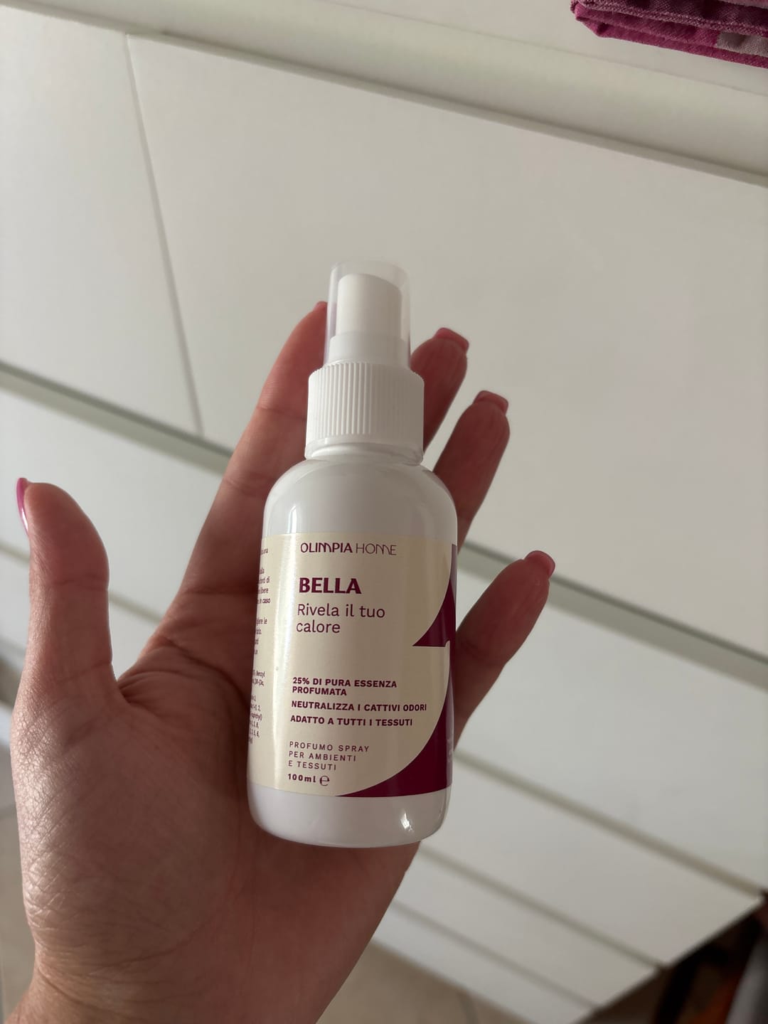 Customer photo review of Profumo spray per tessuti Bella ml.100