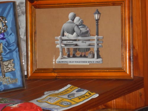 Customer photo review of Old Couple Sitting On Bench At The Park Personalized Standing Wooden Plaque