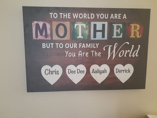 Daphne G. review of You Are The World Custom Names Canvas For Mom image 1 out of 1
