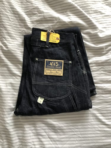 Customer photo review of Slub Pearl Yarn Indigo Denim Carpenter Pants