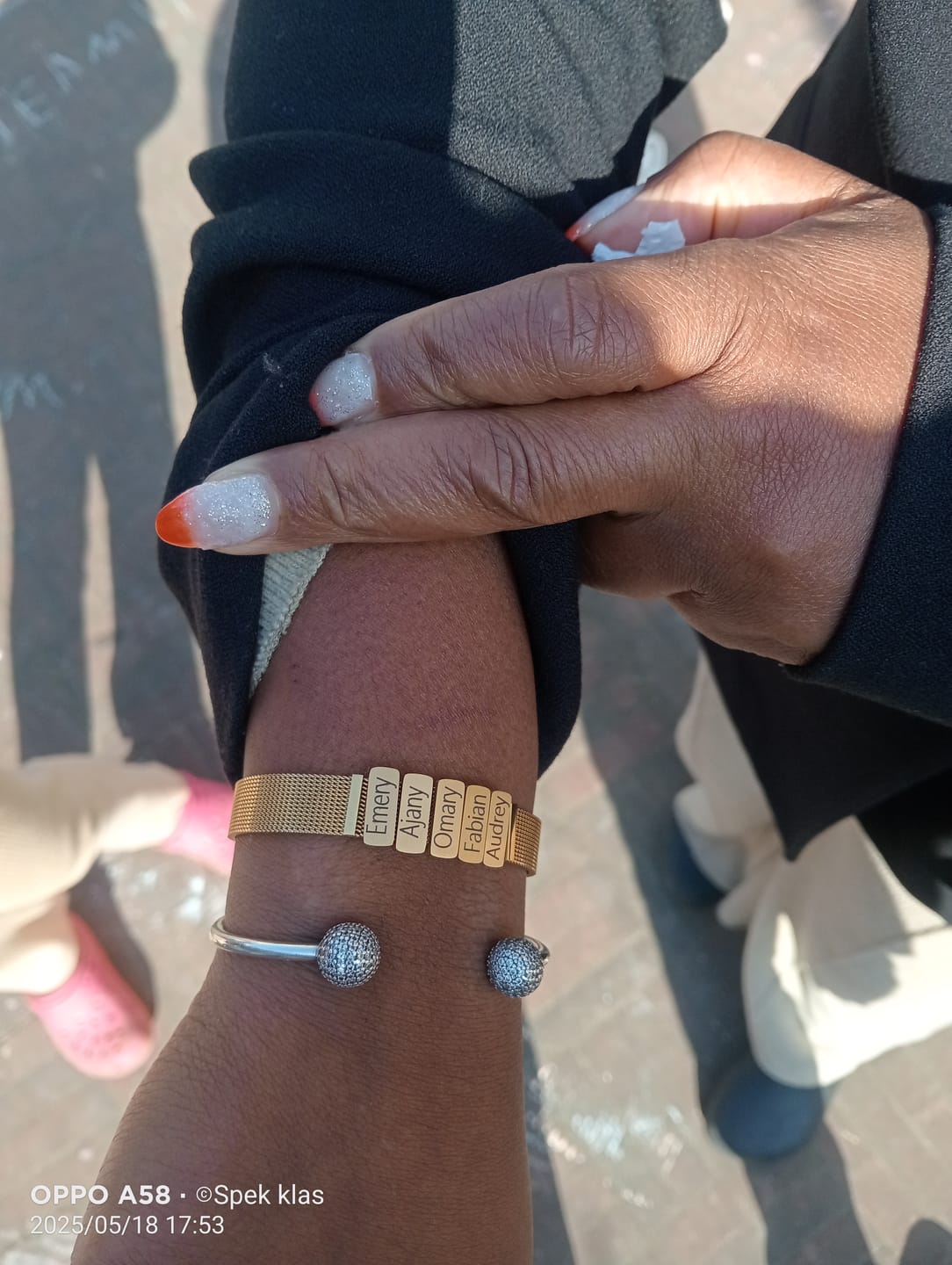 Customer photo review of Mesh charm name gold