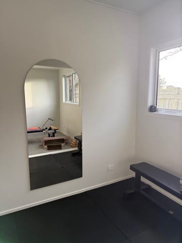 Customer photo review of Frameless Arch Full Length Mirror