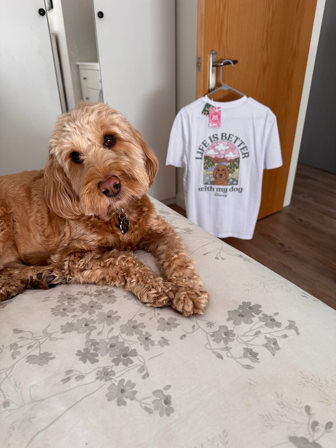 Customer photo review of Personalised Life Is Better With Your Dog T Shirt