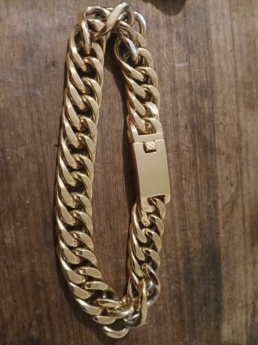 Customer photo review of French Paved 18k Gold Cuban Link Bracelet