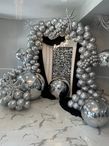 Customer photo review of Silver Inflatable Mirror Ball Reusable Big Bubble Balloon