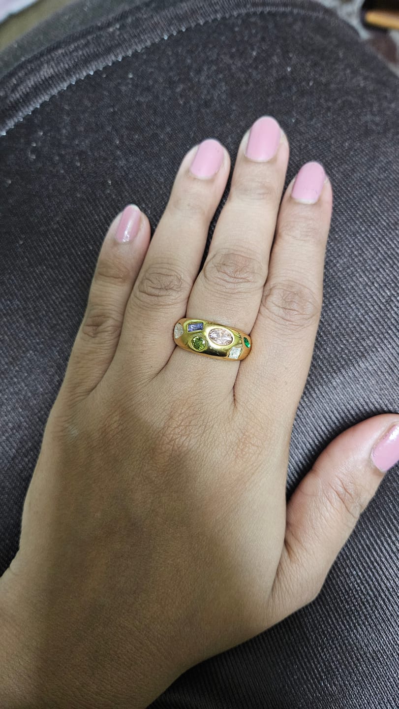Customer photo review of Multi Stone Unique Gold Ring