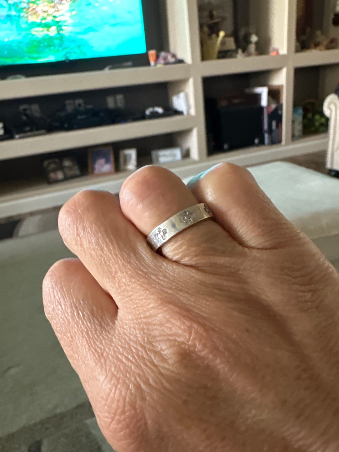 Customer photo review of S925 Moissanite Wide Wedding Band Stackable Ring For Women