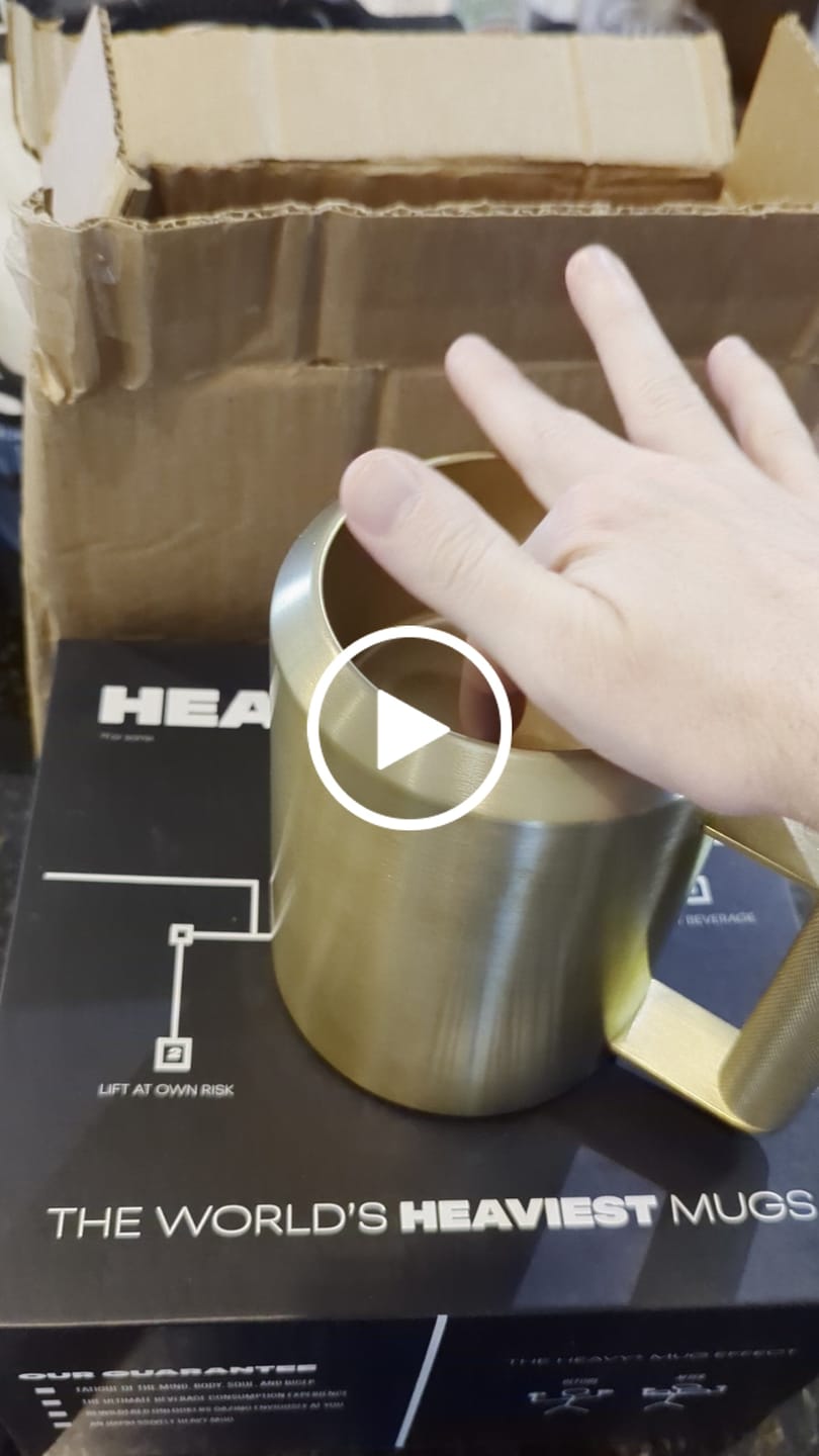 Customer video review of 22lb Gold Heavy* Mug | Stainless Steel Mug in Gold Color