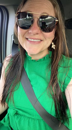 Customer photo review of Subtle Plaid Tie Waist Dress