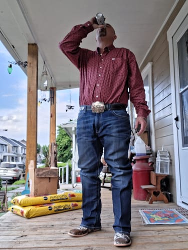 Customer photo review of Genuine Brown Cowhide Boots - Square Toe