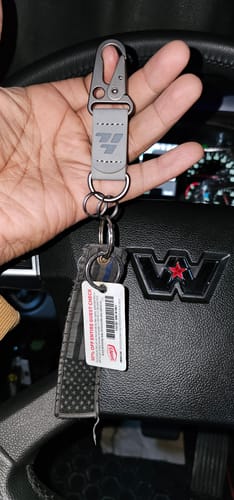 Customer photo review of 717 Grey Suede Keychain
