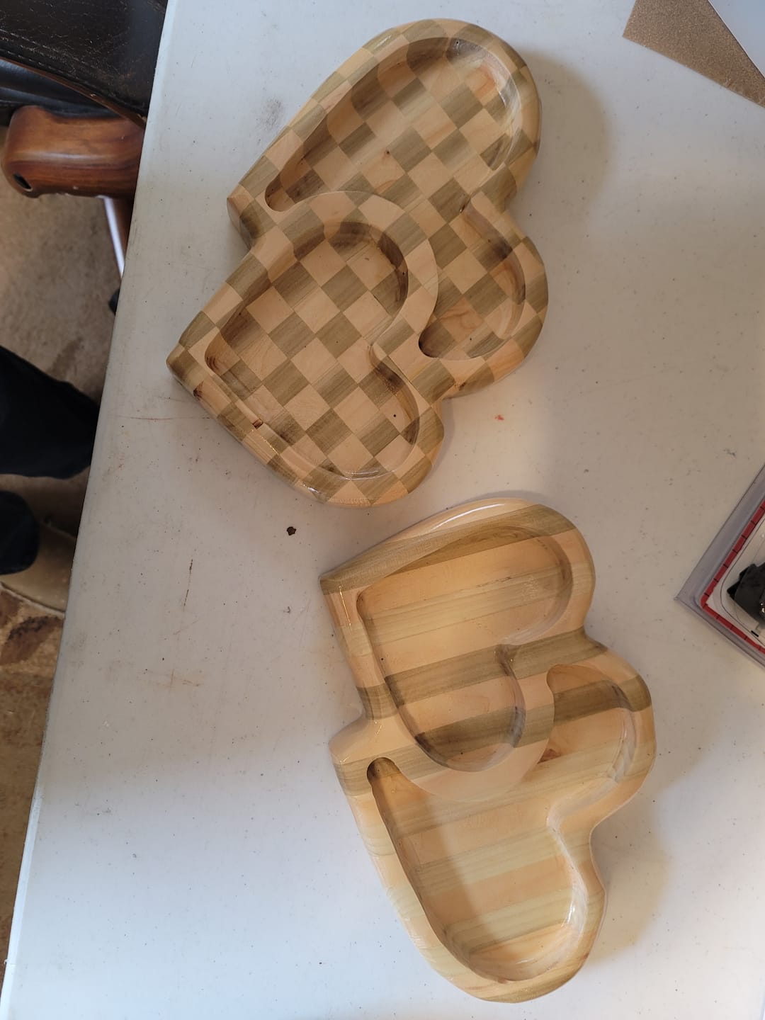Customer photo review of 10.4x8.2" Nested Double Heart Tray 08 Acrylic Router Template