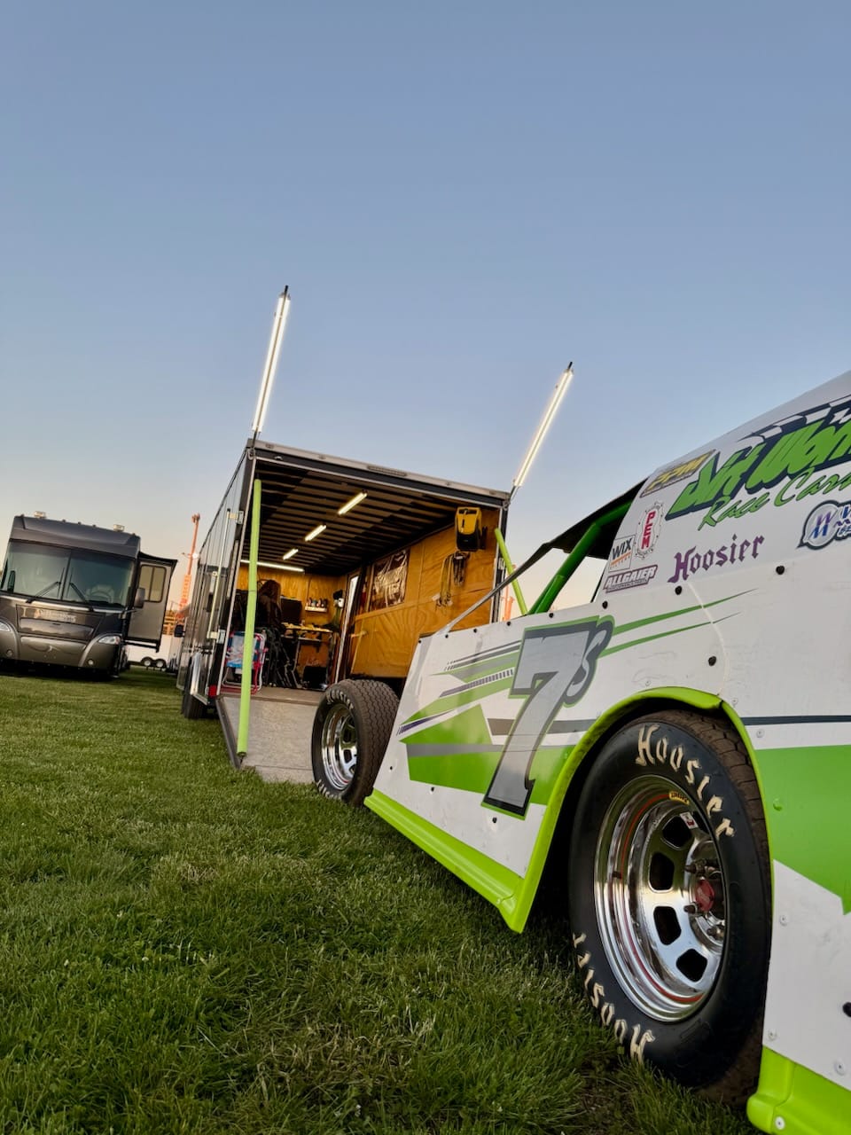 Customer photo review of Racing Trailer Pit Light – Dual 5 Foot Pole 20,000 Lumens