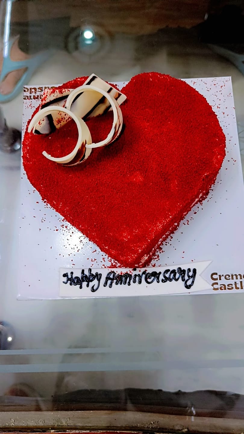 Customer photo review of Red Velvet Anniversary Cake