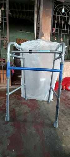 Customer photo review of Medipedic Walker Plain with Double Bar | Mild Steel | Foldable | Adjustable Height | Light Weight | Premium Grade Rubber Shoes & PVC Grip (Grey)