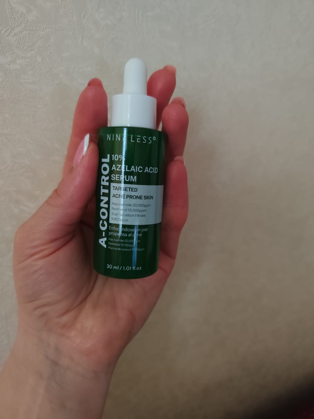 Customer photo review of Serums aknes novēršanai ar azelaīnskābi Nine Less A-Control 10% Azelaic Acid Serum