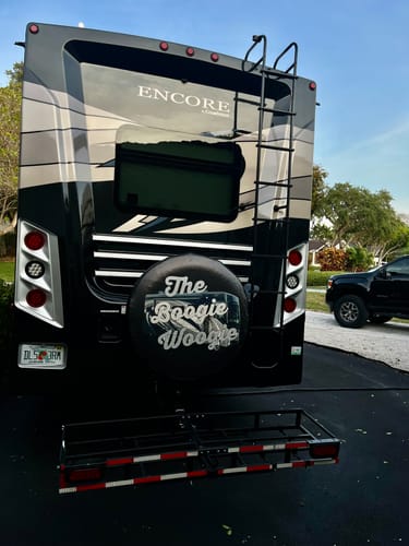 Customer photo review of Custom Spare Tire Cover for Jeep, RV, Bronco Camper, Trailer, & More