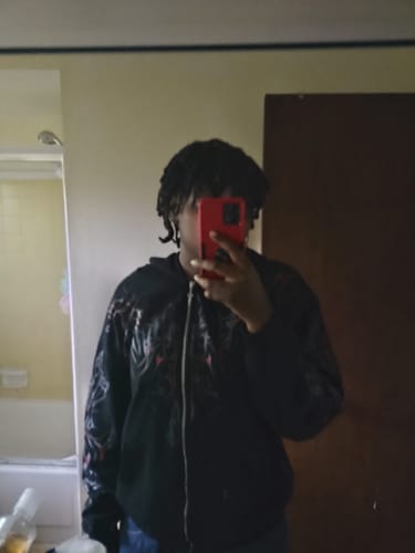 Customer photo review of Shadow Monarch Oversized Zip-up Hoodie [INFERNO]