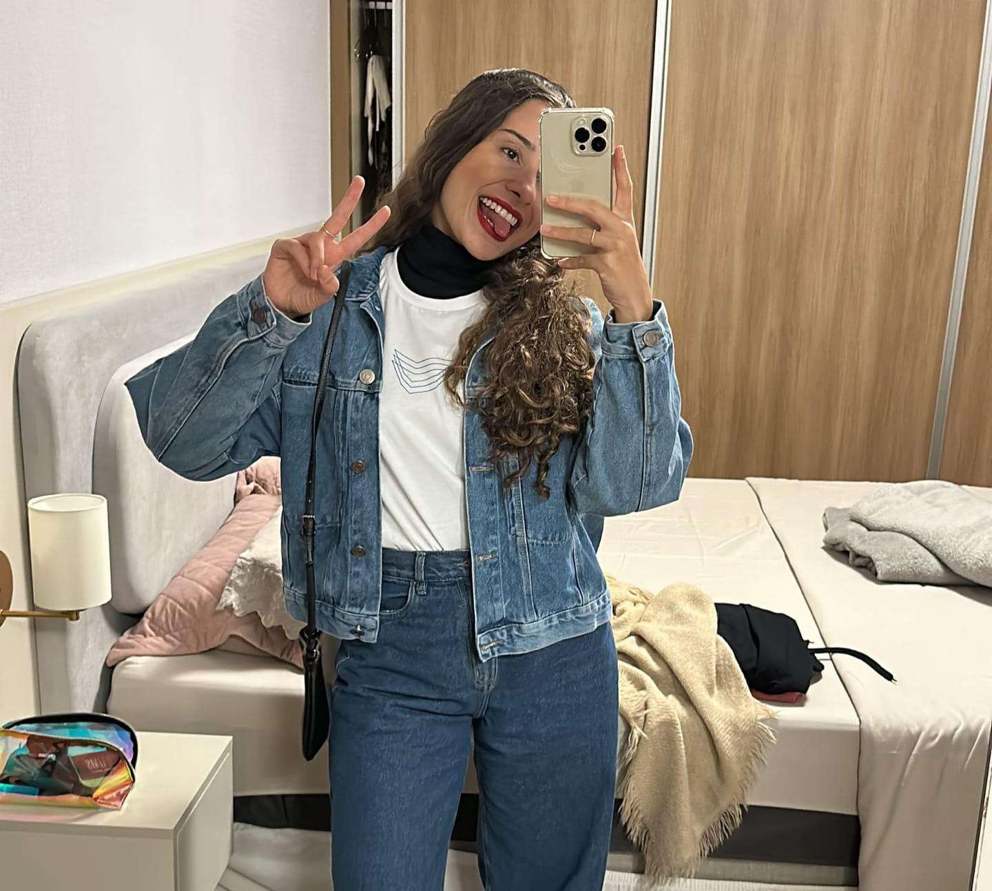 Customer photo review of Jaqueta Jeans Oversized Andiroba Azul Médio