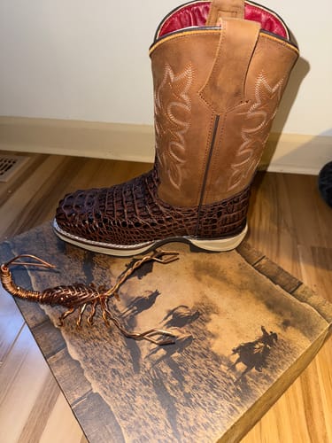 Customer photo review of Brown Caiman Neck Leather Boots With 3D Lightweight Sole - Composite Toe