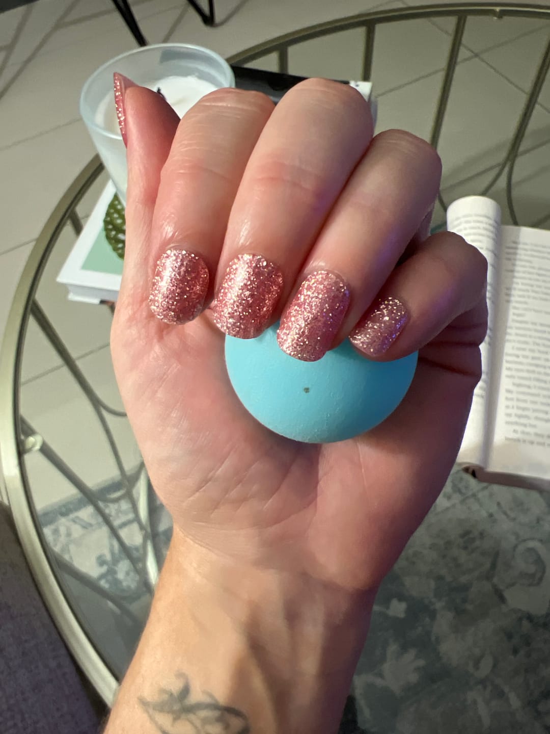 Customer photo review of Pink Diamond Shimmer DIY Semicured Gel Nail Sticker Kit (LIMITED EDITION)