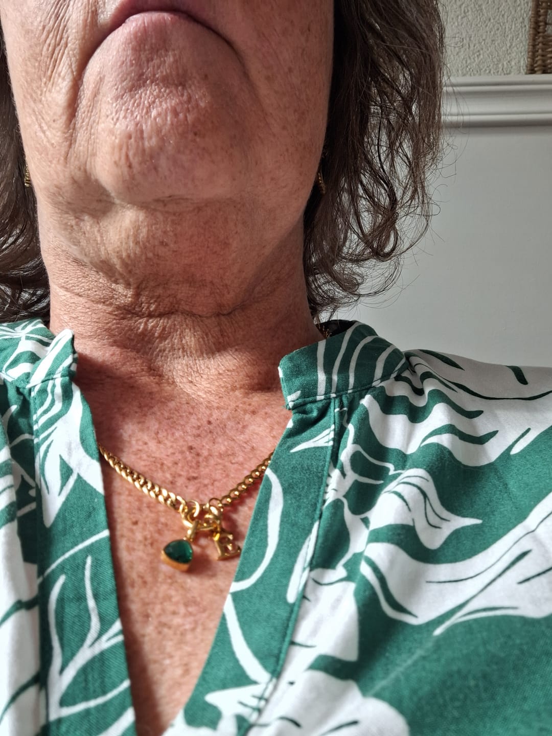 Customer photo review of Letter & birthstone necklace gold