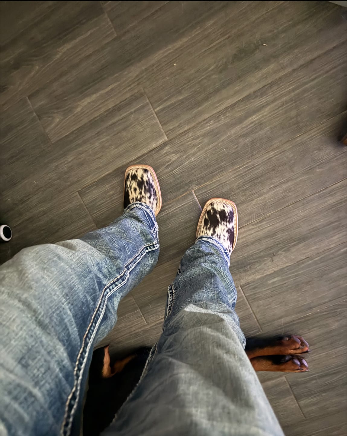 Customer photo review of Genuine Cowhide Boots - Square Toe
