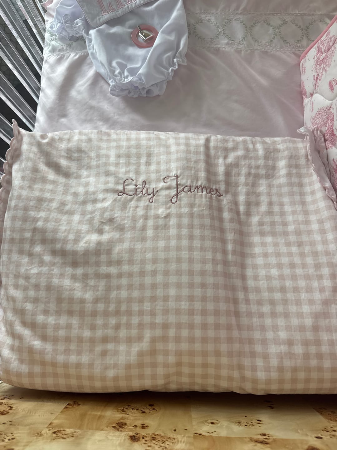 Customer photo review of Picnic Gingham Baby Duvet - Pink
